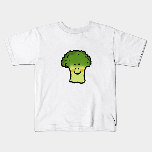 cute green broccoli Kids T-Shirt by cartoonygifts